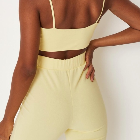 zara mcdermott x missguided yellow co ord crepe bow front bralette and pants set - Picture 3 of 5